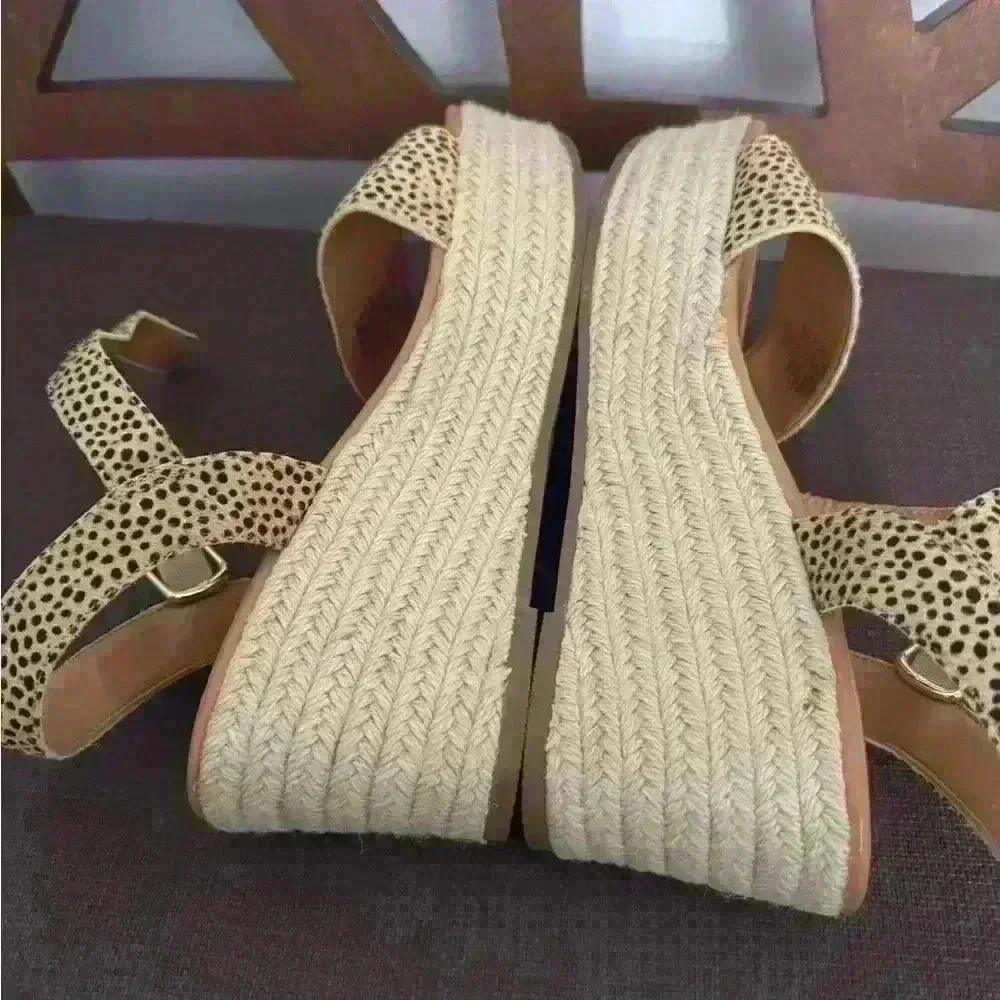 NWT J.Crew Leopard Calfhair Platform Espadrilles